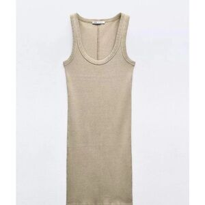 Zara Tan Knit Sleeveless Dress